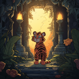 Tiger Timo erkundet einen Tempel
