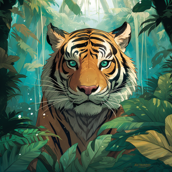 Tiger Timo im Dschungel auf der suche nach dem wasserfall